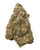 A dense Double Runtz cannabis bud featuring deep forest green and dark purple hues, bright orange pistils, and a layer of crystalline trichomes