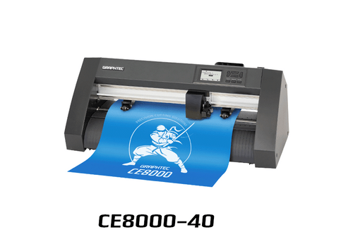 Graphtec CE8000 Sizes: This image showcases the various size options available for the Graphtec CE8000 Series, displaying the different width capacities of the machines. Each model is neatly lined up, highlighting the compact to large formats, suitable for different production needs.