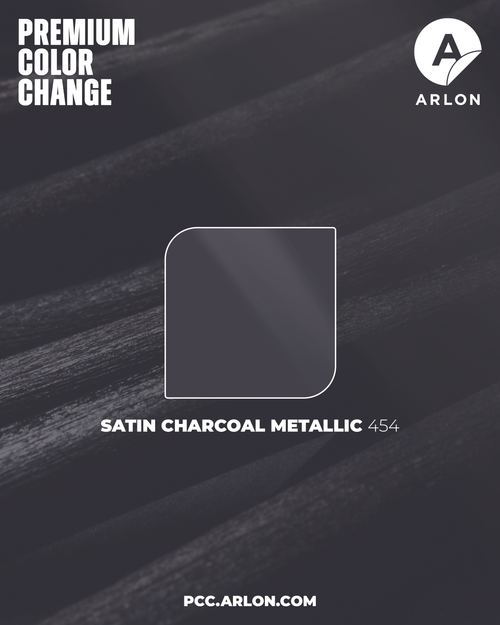 Arlon PCC #454 Satin Charcoal Metallic vehicle wrap film with a low-glare charcoal metallic satin finish, available at KGAAF