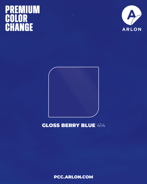 Arlon PCC #414 Gloss Berry Blue vehicle wrap film with a vibrant high-gloss berry blue finish, available at KGAAF