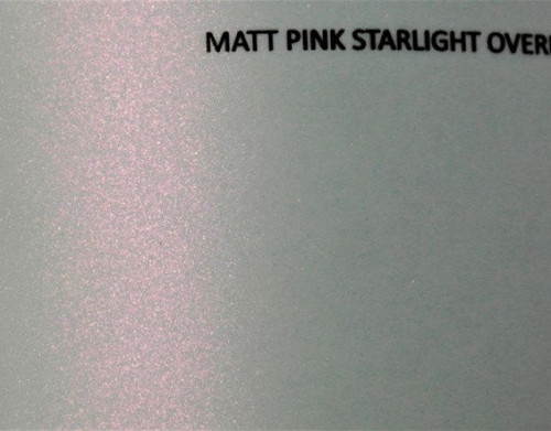 Close-Up of KPMF K71401 Matte Pink Starlight Vinyl Film
A close-up of KPMF K71401, showcasing the velvety matte surface and delicate metallic flake embedded within the pink-tinted overlaminate for a subtle sparkling effect.