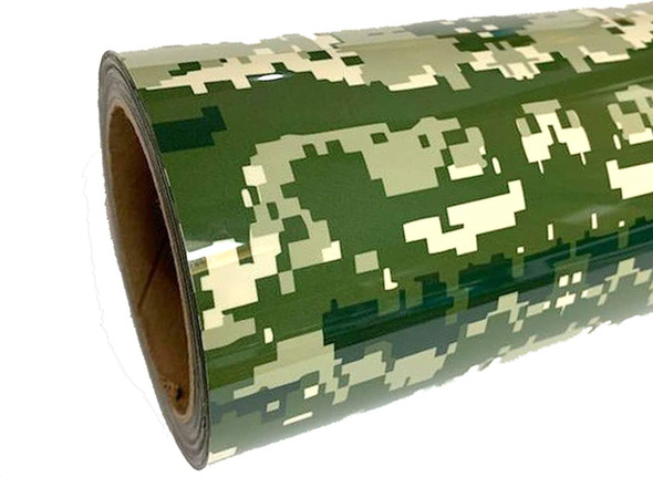 Thermoflex Fashion Patterns 12" Roll, Iron on Heat Transfer Vinyl Roll, HTV (Green Digital Camo, 15 Feet)