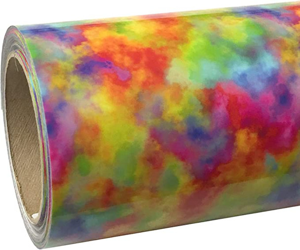 Thermoflex Fashion Patterns 12" Roll, Iron on Heat Transfer Vinyl Roll, HTV (Rainbow Splash, 10 Feet)