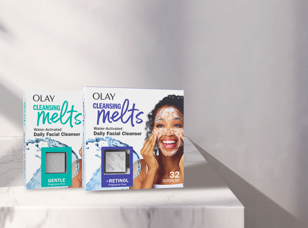 Two boxes of Olay Cleansing Melts 32 count size and discount code 5OFF2MELTS