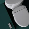 Brondell Swash SE600 bidet toilet seat shown from above with its wireless remote control against a dark green background.