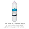 Circle Reverse Osmosis Membrane Filter Replacement (RF-40) has 24 month replacement schedule.  For use with the Circle Reverse Osmosis under sink water filtration system (RC100)