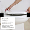 Hands installing the Brondell Halloway Premium Toilet Seat on a toilet, highlighting simple DIY installation with top-mount hardware.