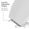 Close-up of ExactFit adjustable hinges on the Brondell Halloway Premium Toilet Seat for fine-tuning seat placement on the toilet bowl.