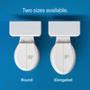 Brondell Halloway Premium Toilet Seat shown in round and elongated sizes with a diagram comparing the dimensions of each option.