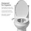 PureSpa bidet attachment with retractable, self-cleaning nozzles, a protective nozzle guard, and an easy-wipe covered mounting system.
