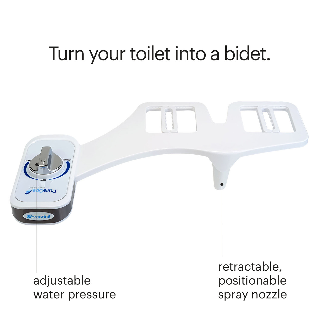 Brondell FreshSpa Precision Essential Bidet - Enkel Mondstuk Bidetopzetstuk Wit - Instelbare Waterdruk