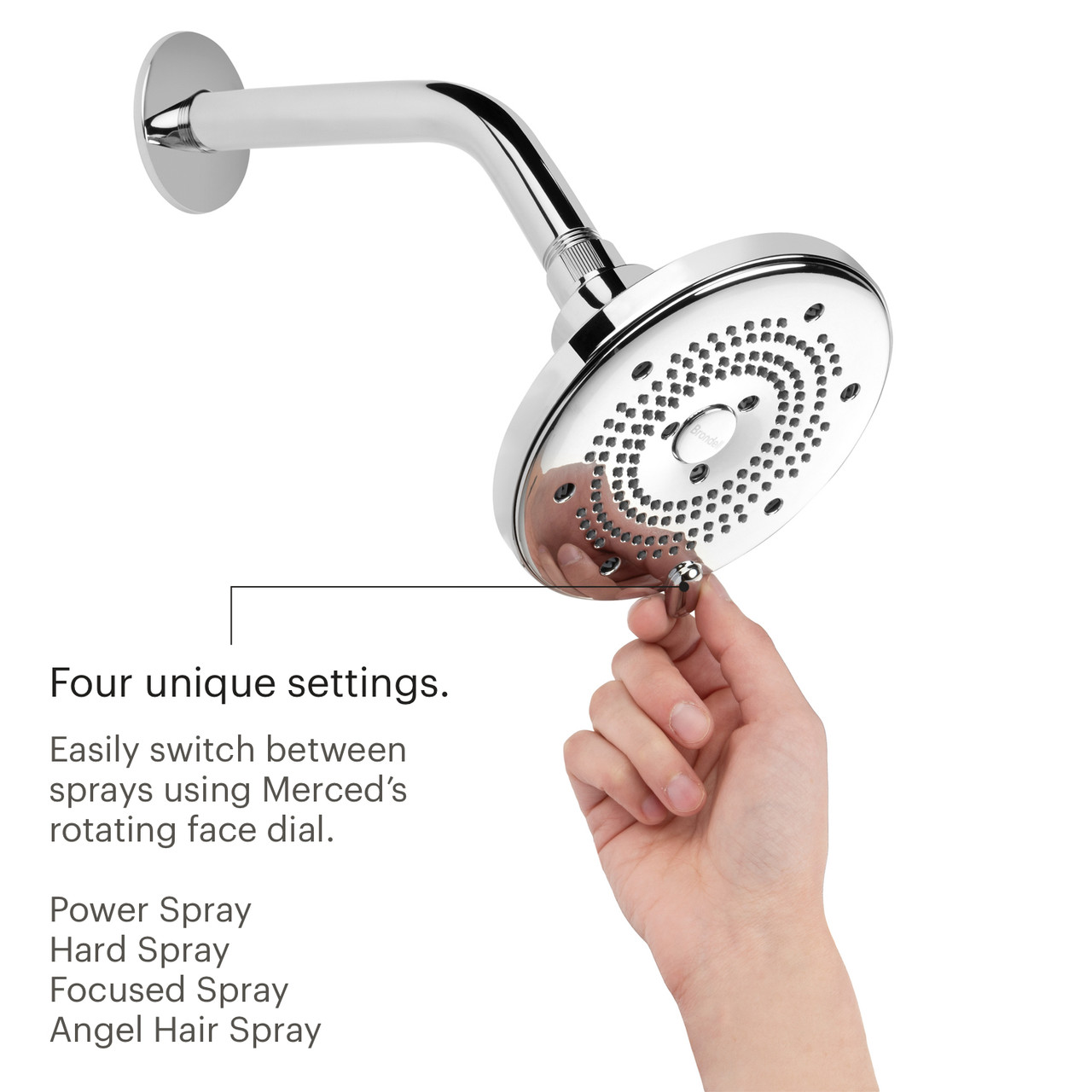Nebia Merced 4-Setting Fixed Commercial Showerhead | Brondell