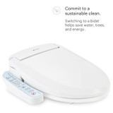 Brondell Swash CL510 bidet toilet seat with side arm control closed from a side view