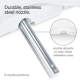 Brondell Swash SE600 durable stainless steel bidet nozzle with five adjustable positions and a retractable design for cleanliness.