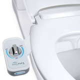 Brondell EasySpa essential bidet attachment with single nozzle attached to the toilet