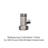 Tvalve replacement for the SSE-15 and SSE-25, Tvalve replacement for the Simple Spa Eco and Simple Spa Advance bidet attachments