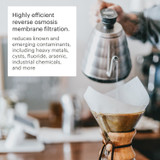 Close view of hands making pour over coffee.  RF-50 Membrane Filter Replacement Filter has a highly efficient reverse osmosis membrane known to reduce emerging contaminants, including heavy metals, cysts, fluoride, arsenic, industrial chemicals, pharmaceuticals, and more.