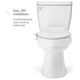 Brondell Side Mounted Bidet Attachment SMB-25 Installed with the Toilet Seat Down.  Copy:  easy DIY installation.  installs beneath your existing toilet seat.