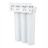 Coral UC300 Three stage under sink carbon block water filtration system filter connections back view.
