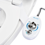 Brondell SouthSpa essential left-handed bidet attachment control installed on toilet