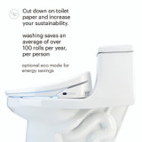Brondell Swash 1400 bidet toilet seat cuts down on toilet paper and increases your sustainability. Washing saves an average of over 100 rolls per year, per person.
