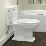 Brondell CleanSpa advanced hand-held bidet sprayer installed on a bathroom from a side view