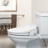 Brondell Swash DS725 bidet toilet seat installed in the bathroom