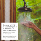 Nebia Corre Four-Funtion Fixed Showerhead Oil Rubbed Bronze - Saves up to 50% of water compared to standard 2.5 gpm showerheads.  Flow rate of 1.2 - 1.5 gallons per minute (gpm).  Designed for optimal warmth, rinsing, and body coverage.