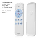 Swash Thinline LS1800 programmable remote with magnetic mounting dock.  Features slim, ergonomic design.