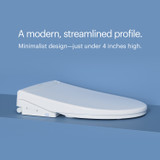 Brondell T66 Swash eco Thinline bidet side profile. copy: A modern, streamlined profile.  copy: Minimalist design - just under 4 inches high.