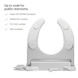 image of T22 Open Front Less Cover toilet bidet seat. Up to code for public restrooms: meets UPC/IAPMO standards, ASMA/CSA certified, TUV SUD certified, ADA compliant.