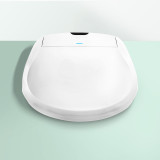 Omigo SL Advanced Bidet Toilet Seat with Remote Control lid closed against mint background