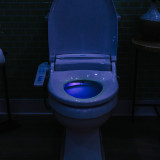 OmigoGS Essential Bidet Toilet Seat nightlight view with seat open