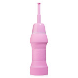 Omigo Collapsible Travel Bidet blush, fully extended bottle and nozzle