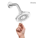 Brondell Nebia Yuba 5-Setting Fixed Showerhead in chrome, switch between spray modes with easy lever