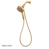 Brondell Nebia  Yuba 5-Setting Handshower with HaloNetic Double Docking System in matte gold, installed