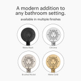 Brondell Nebia Yuba 5-Setting Handshower with HaloNetic Double Docking System offered in multiple finishes including matte black, chrome, brushed nickel, and matte gold.