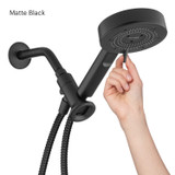 Brondell Nebia  Yuba 5-Setting Handshower with HaloNetic Double Docking System in matte black with easy switch lever between 4 different spray patterns