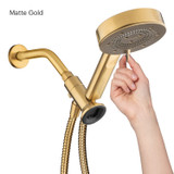 Brondell Nebia  Yuba 5-Setting Handshower with HaloNetic Double Docking System in matte gold with easy switch lever between 4 different spray patterns