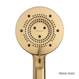 Close up of Brondell Nebia Yuba 5-Setting Handshower in matte gold.