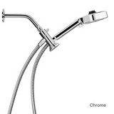 Nebia Merritt 5-Setting Handshower with HaloNetic Double Docking System in chrome installed, side view in cradle