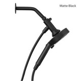 Nebia Merritt 5-Setting Handshower with HaloNetic Double Docking System in matte black installed, side view on magnetic dock