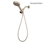 Nebia Merritt 5-Setting Handshower with HaloNetic Double Docking System in brushed nickel on cradle dock