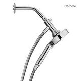 Nebia Merritt 5-Setting Handshower with HaloNetic Double Docking System in chrome installed, side view on magnetic dock