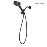 Nebia Merritt 5-Setting Handshower with HaloNetic Double Docking System in matte black on cradle dock