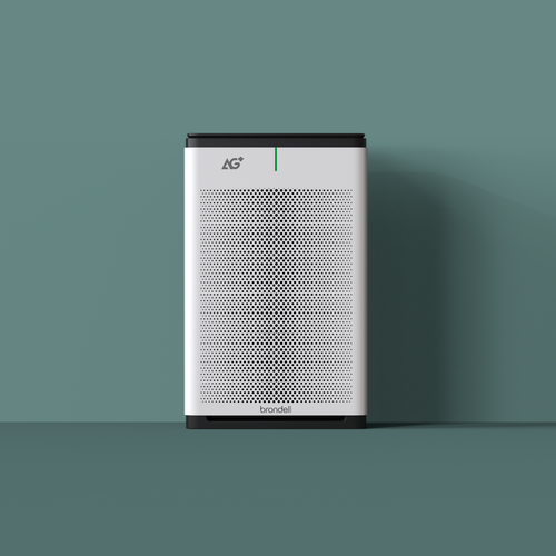 Brondell Pro air purifier in front of a green background