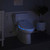 Omigo SL Advanced Bidet Toilet Seat with Remote Control nightlight view with lid closed in dark room