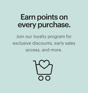 Earn points on every purchase text against mint green background