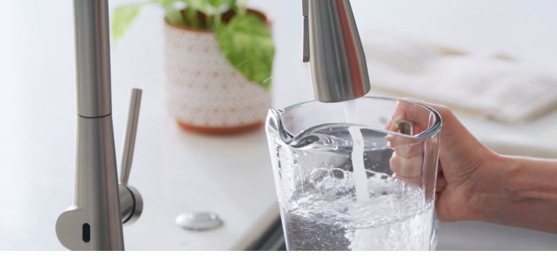Product shown: Jema Single-Handle Touchless Pull-Down Kitchen Faucet.