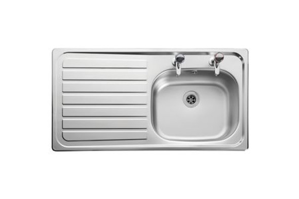 Leisure Lexin Stainless Steel 2 Tapholes Kitchen Sink - 1.0 Bowl, Left Drainer LN95L